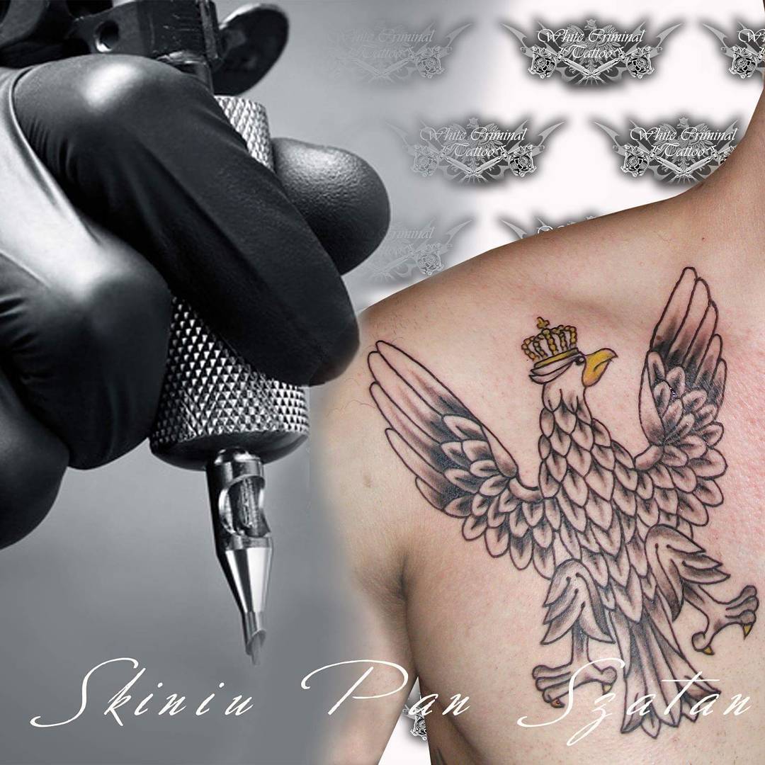 White Criminal Tattoo - Bird and Rose